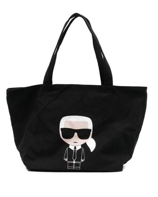 Karl Lagerfeld Logo-print Detail Shoulder Bag in Black | Lyst