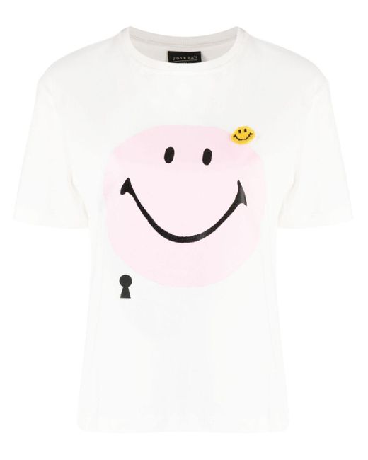 Joshua Sanders White T-Shirt mit Smiley-Print