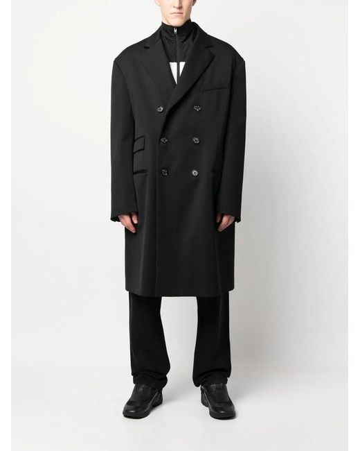 424 Black Double-Breasted Oversize Coat for men