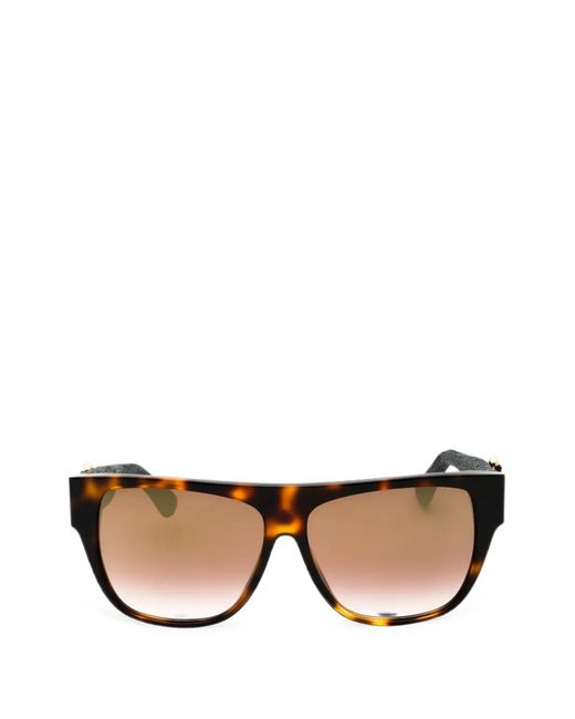 Roberto Cavalli Multicolor Tortoiseshell-Effect Geometric-Frame Sunglasses