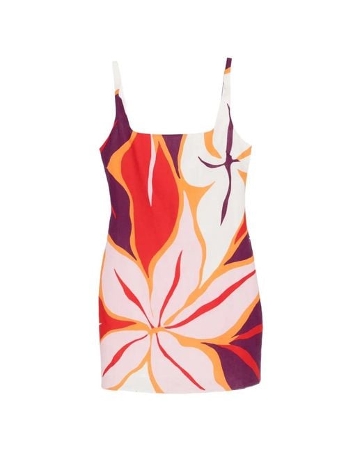 Cala De La Cruz Red Siela Floral-Print Mini Dress