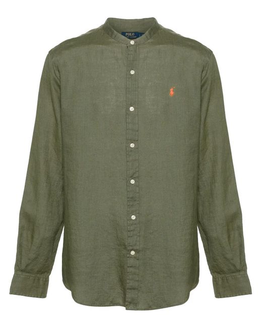 Polo Ralph Lauren Green Polo-Pony-Motif Linen Shirt for men