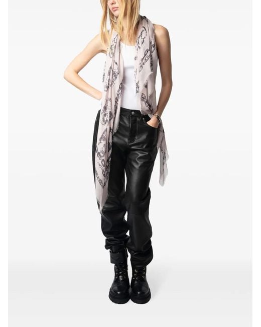 Zadig & Voltaire Natural Kerry Scarf Skull 35