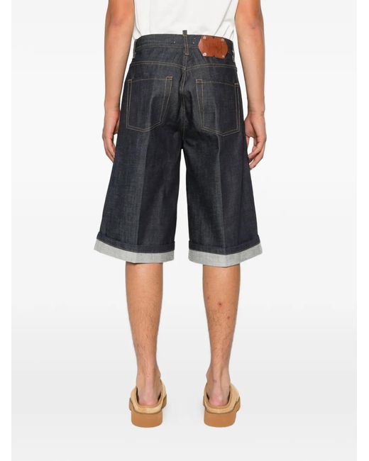 3Dici Blue Turn-Up Denim Shorts for men