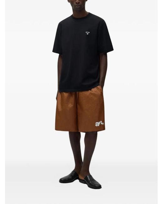 Arte' Brown Drawstring Logo Shorts for men