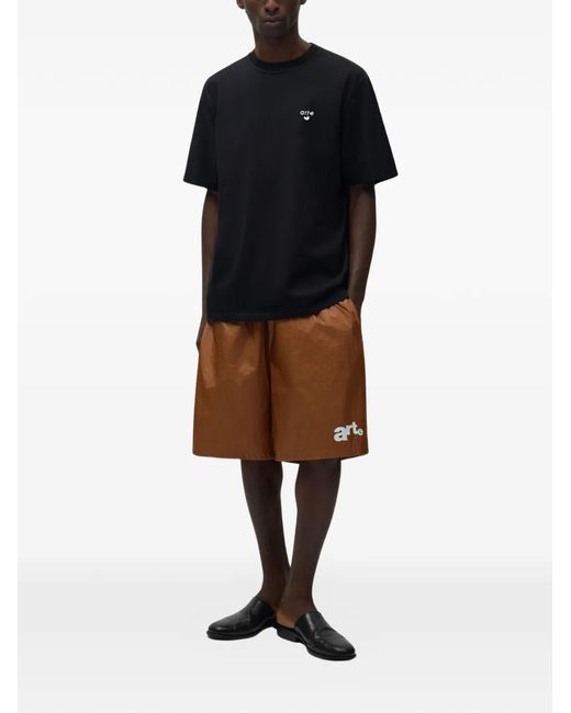 Arte' Brown Drawstring Logo Shorts for men