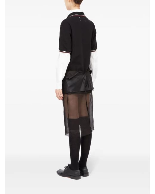 Maison Margiela Black Flower-Detail Tulle Midi Dress