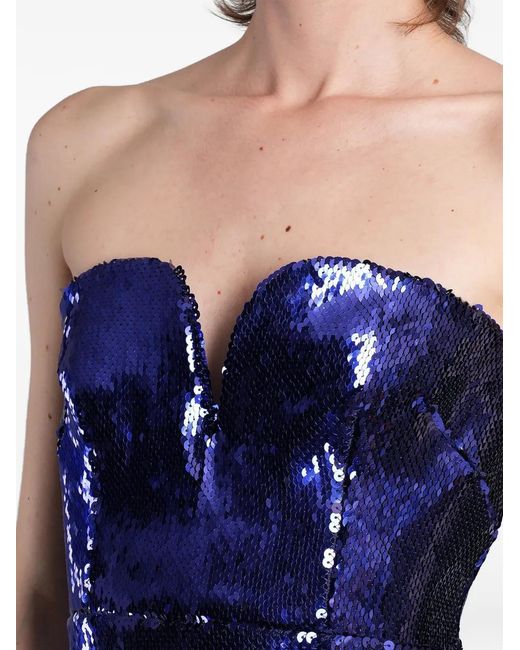 Alex Perry Blue Robe-Bustier À Sequins