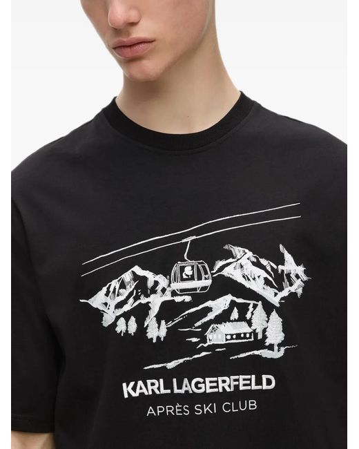 Karl Lagerfeld Black Après Ski Club T-Shirt for men