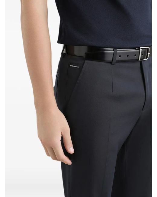Dolce & Gabbana Blue Logo-Tag Tailored Trousers for men