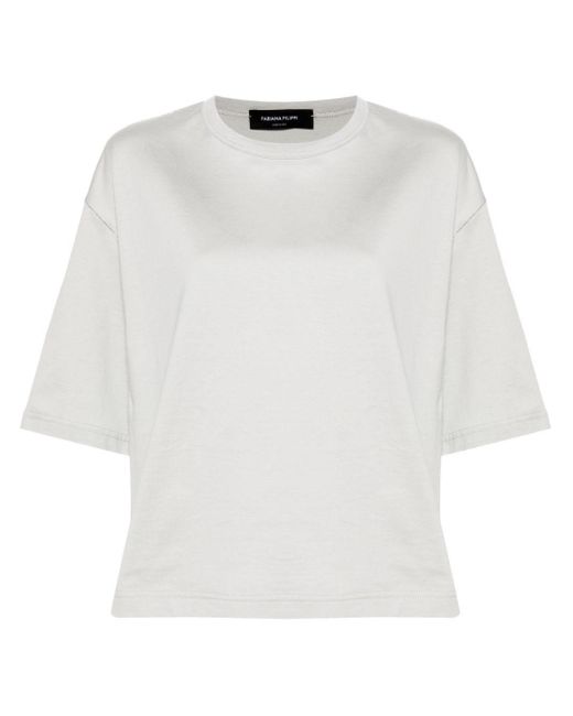 Fabiana Filippi White Bead-detailing Cotton T-shirt