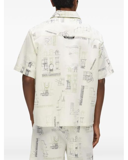 Karl Lagerfeld White Rue St-Guillaume Printed Shirt for men