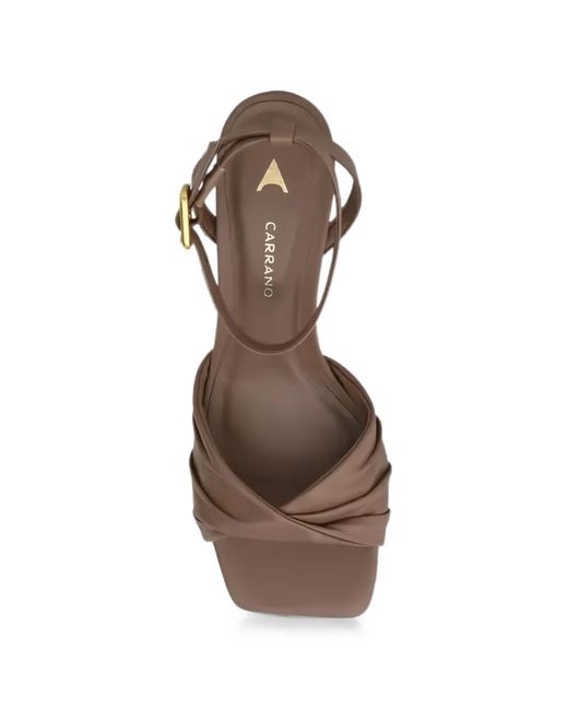 Carrano White Ruched-Strap Sandals