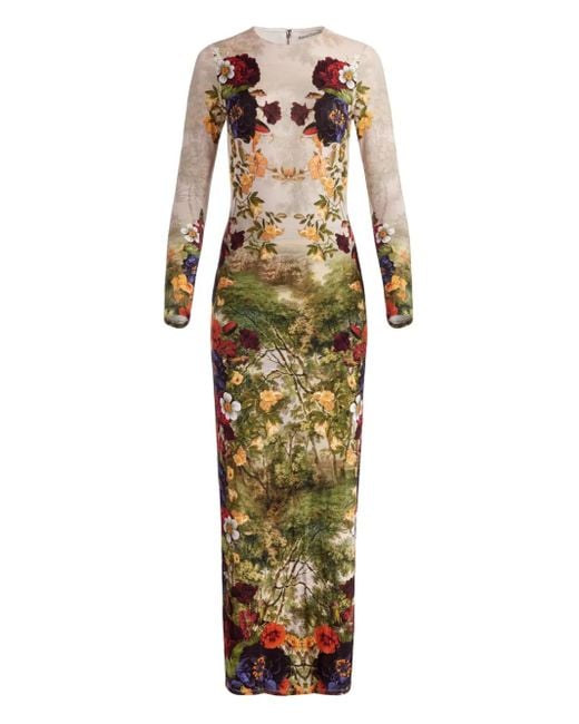 Abito Lungo Delora A Fiori di Alice + Olivia in Multicolor