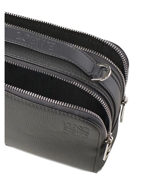 Loewe Black Anagram Leather Shoulder Bag for men