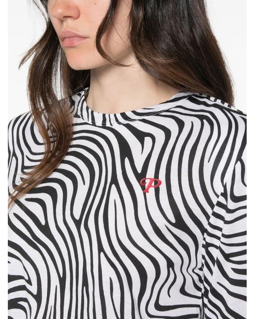 Philosophy Di Lorenzo Serafini White Zebra-Print Logo-Detail T-Shirt
