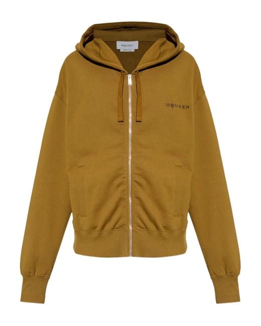 McQueen Green Zip-Up Hooded for men