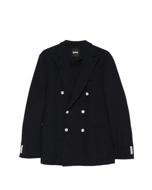 Boss Black Double-Breasted Cotton Blazer for men