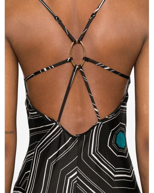 Sandro X Louise Bourgeois Midi-Jurk Met Grafisch Print in het Black