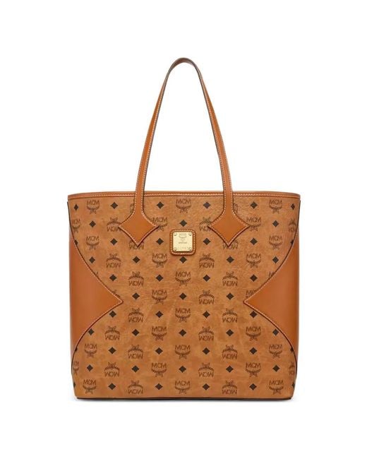 MCM Brown Visetos Monogram-Print Tote Bag for men