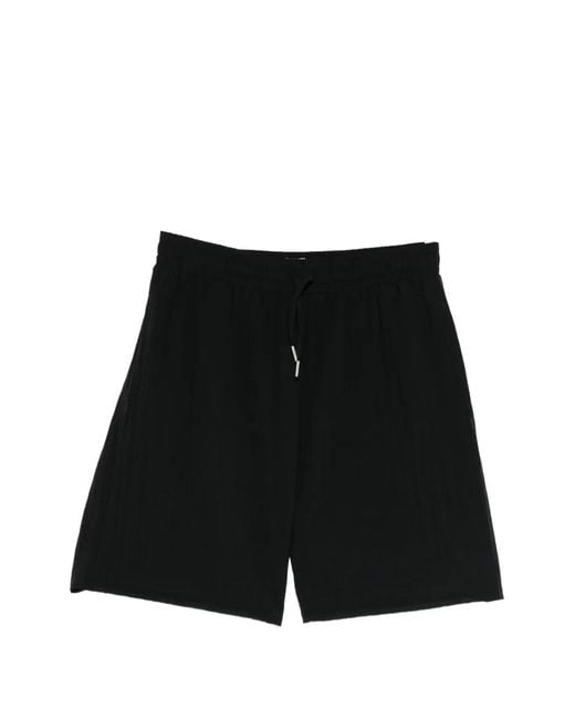 Arte' Black Drawstring-Fastening Textured Shorts