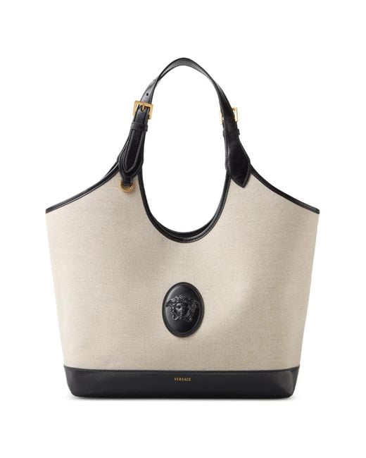 Versace Natural Grand Sac Cabas Rivière En Toile