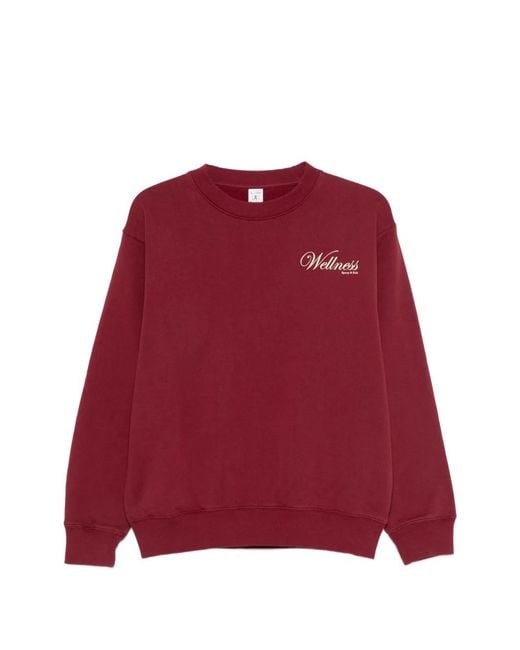 Sporty & Rich Red Soho Logo Crew-Neck Sweatshirt