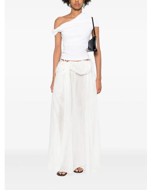 Paris Georgia White Ida One-Shoulder Draped Top