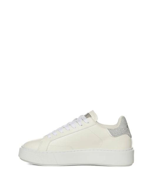 Crime London White Round-Toe Sneakers