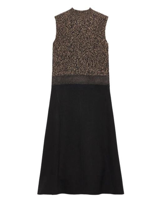 Prada Black Ausgestelltes Kleid Aus Geripptem Strick