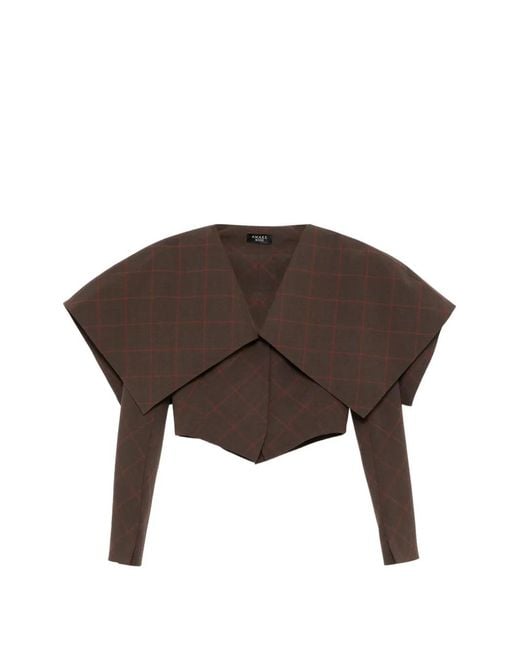 A.W.A.K.E. MODE Brown Collar Crop Jacket