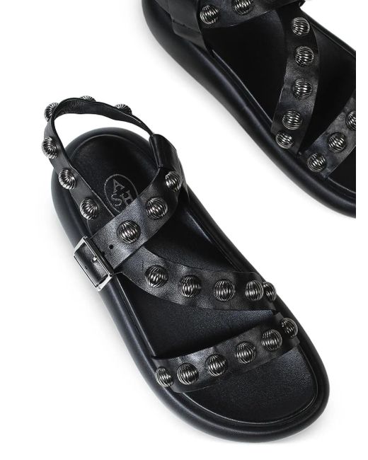 Ash Black Flache Sandalen mit Nieten