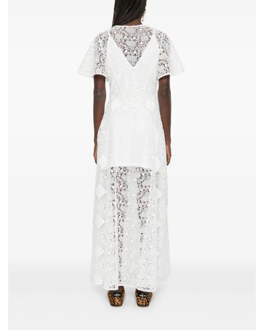 Maje Floral-Lace Maxi Dress in White | Lyst