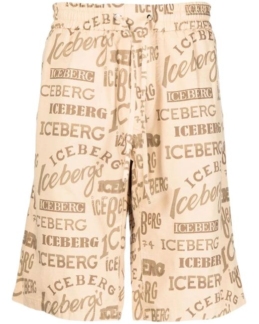 Iceberg Natural Logo-Print Deck Shorts for men