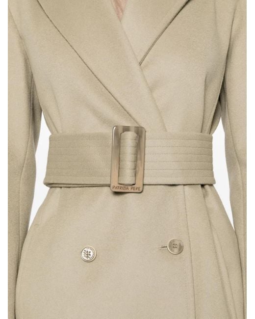 Patrizia Pepe Belted Double-breasted Coat Natural