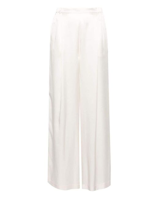 Carine Gilson White Weite Pyjama-Hose aus Seide