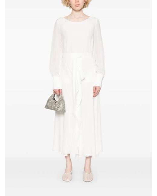 DE SANTIS White Draped Midi Skirt