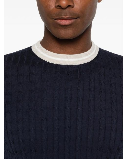 Eleventy Blue Cable-Knit T-Shirt for men