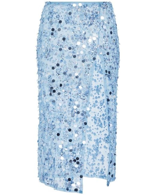 Falda midi Mirage retroféte de color Blue