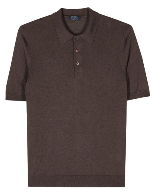 Barba Napoli Brown Short-sleeve Silk Polo Shirt for men