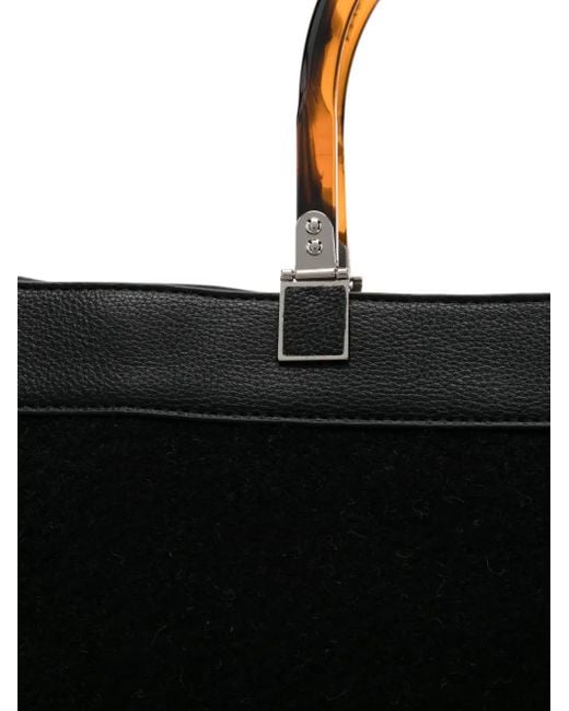 Secret Pon-pon Black Fringed Top-Handles Shoulder Bag