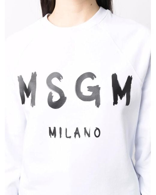 MSGM White Sweatshirt With Logo