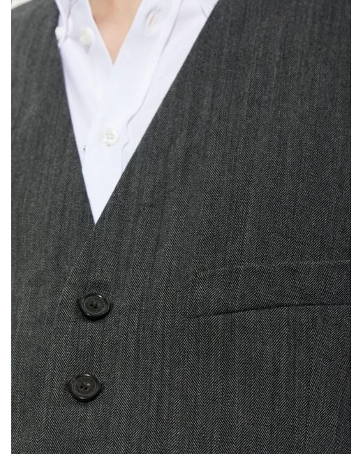 DSquared² Gray Herringbone-Pattern Waistcoat for men