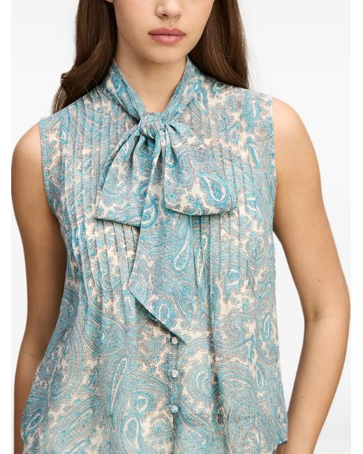 Cinq À Sept Blue Haut Hendrix À Motif Cachemire Et Lavallière
