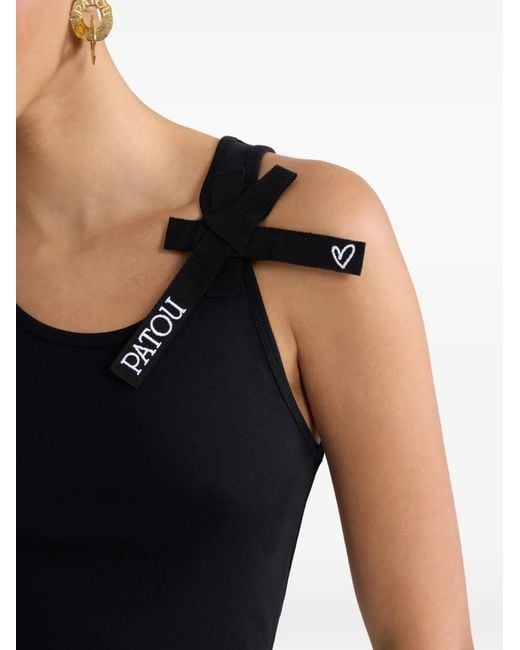 Patou Black Solid Round Neck Top