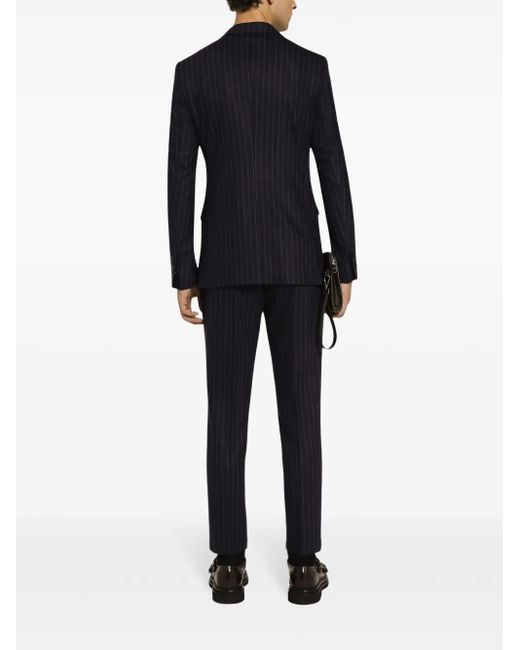 Dolce & Gabbana Blue Pinstripe Single-Breasted Jacket for men