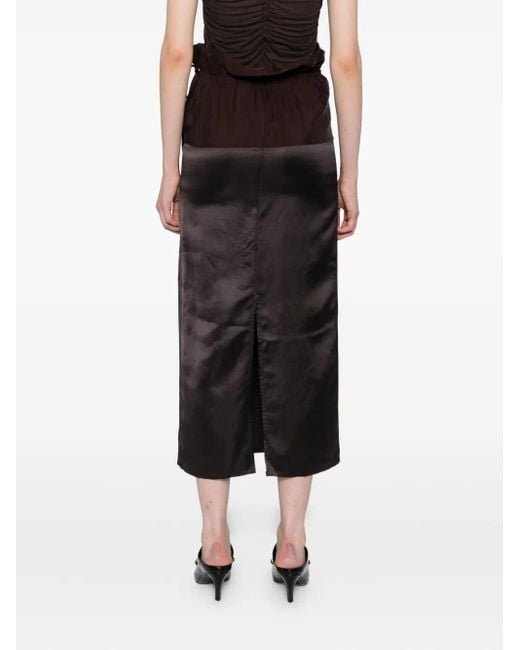 YEAREAST Black Panelled Midi Skirt