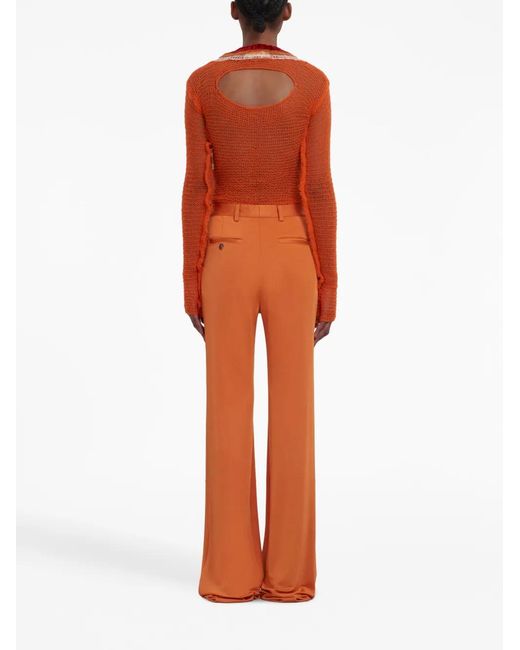 Marni Orange Pantalon Droit À Plis Marqués
