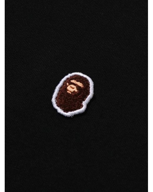 A Bathing Ape Black Long-Sleeve Logo-Patch Sweater for men