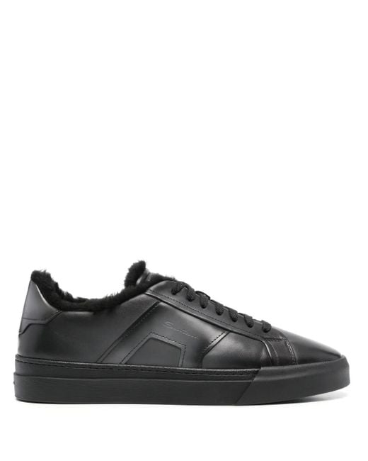 スニーカー SANTONI Men Sneakers 21571 MMD N01 Black Santoni - Black Leather Low Top Sneaker | Mitchell Stores
